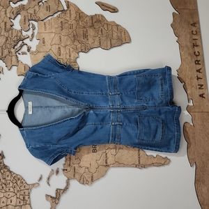 Denim low cut zip romper shorts. WOMENS SMALL